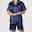 Men's Sleepwear Pajama Set Silk Pajama Pajama Top and Shorts 1 set Plain Fashion Comfort Home Bed Faux Silk Comfort Lapel Short Sleeve Shorts Button Spring Summer Black Blue