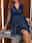 Women's Lace Dress Party Dress Cocktail Dress Mesh Mesh Patchwork V Neck Long Sleeve Mini Dress Winter Dress Wedding Guest Navy Blue Spring Fall