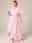 Women's Wedding Guest Cocktail Dress Chiffon Lace Split Elegant Formal A Line Maxi Dress V Neck Short Sleeve Pink Color