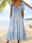 Women's Midi Dress V-Neck Floral Print Short Sleeve A-Line Comfort Blue Beach Party Spring Summer Fashion Clothing Apparel