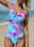 Women's Swimwear One Piece Tummy Control Bathing Suits Tropical Botanical Print Swimsuit