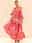 Women's Graphic Tiered Bow V Neck Puff Sleeve Maxi Dress Elegant Stylish Vacation 3/4 Length Sleeve Summer