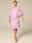 Women's Wedding Guest Cocktail Dress Chiffon Layered Elegant Midi A Line Dress Crew Neck Flutter Sleeve Pink Color