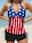 Women's Swimwear Tankini 2 Piece Swimsuit American Flag Print Vacation Bathing Suits
