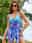 Women's Plus Size 2 Piece Backless Halter Print Butterfly Print Halter Neck Beach Swimwear Holiday Bathing Suits