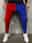 Men's Skinny Joggers Tapered pants Trousers Casual Pants Patchwork Drawstring Elastic Waist Solid Colored Sports Full Length Casual Daily Streetwear Sports Chino Slim Black-White White & Blue