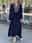 Women's Casual Dress Long Dress Maxi Dress Chiffon Ruched Daily Date Fashion Basic V Neck Long Sleeve Navy Blue Color