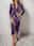 Women's Party Dress Cocktail Dress Wedding Guest Dress Ruched Split V Neck Long Sleeve Ombre Midi Dress Wedding Guest Special Occasion Blue Purple Spring Fall