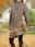 Women's Casual Dress Shift Dress Floral Leaf Patchwork Asymmetrical Cowl Neck Mini Dress Vintage Ethnic Daily Long Sleeve Fall Winter