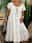Women's White Dress Long Dress Maxi Dress Cotton Lace Ruffle Date Streetwear Maxi Crew Neck Short Sleeve Black White Color