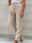 Women's Linen Pants Elastic Drawstring Waistband Casual Relaxed Fit Straight-Leg Comfortable Lightweight Summer Beach Sand Neutral Size Range