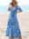 Women's Casual Dress Chiffon Dress Swing Dress Summer Dress Streetwear Maxi Tie Dye Long Dress Maxi Dress Short Sleeve V Neck Print Loose Fit Vacation Street Holiday Blue Summer