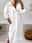 Women's White Dress Maxi Dress Pocket Split Casual Hooded Long Sleeve White Color