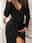 Women's Casual Dress Maxi Dress Split Casual V Neck Long Sleeve Black Wine Green Color