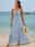 Women's Cami Dress Geometric Tie Front Fringe V Neck Maxi Dress Hawaiian Vacation Sleeveless Summer Beach
