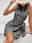 Women's Halter Dress Polka Dot Black and White Sleeveless Asymmetrical Wrap Tie-Knot Summer Casual to Formal Knee-Length Fashion Apparel