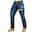 Smile Face Print Men's Jeans Mid Waist Skinny Fit Stretchy Slim Fit Jeans Tapered Leg Fashion Denim Pants