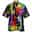 Hawaiian Mens Graphic Shirt Summer Prints Guitar Turndown Blue Green Casual Holiday Short Sleeve Button Clothing Apparel Tropical Guitars And Music Notes Neon Festival Colorful Cotton Button-Down