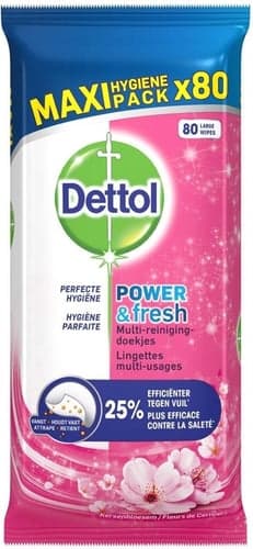 Dettol Power & Fresh Wipes with cherry 80 pcs