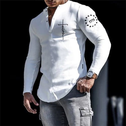 Men's Henley Shirt Cool Shirt Long Sleeve Shirt Letter Graphic Prints Henley Hot Stamping Street Sports Long Sleeve Clothing Apparel Designer Basic Casual Comfortable