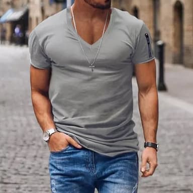 Men's T shirt Tee Plain V Neck Sports & Outdoor Sport Short Sleeve Clothing Apparel Fashion Streetwear Pink Casual Daily