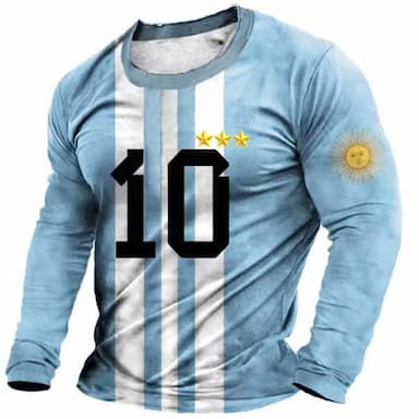 Men's Graphic World Cup 2022 T shirt Tee Long Sleeve T shirt 3D Print Crew Neck Shirt Vintage Fashion Designer Outdoor Casual Daily Blue Spring &  Fall Clothing Apparel S M L XL 2XL 3XL