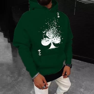 Men's Solid Color Poker Hoodie Hoodies Sweatshirt Hoodie Long Sleeve Hooded Sweatshirt Hooded Streetwear Hot Stamping Sports & Outdoor Casual Streetwear Apricot Black Drawstring Fall Winter Designer