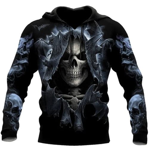 Men's Skull Graphic Prints Hoodie Hoodies Sweatshirt Pullover Hoodie Sweatshirt Long Sleeve Hooded Sweatshirt Hooded Streetwear 3D Print Daily Sports Black Print Spring &  Fall Designer
