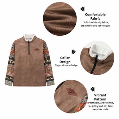 Men's Graphic Tribal Zip Sweatshirt Pullover Long Sleeve Sweatshirt Half Zip Streetwear Designer Thin fleece 3D Print Sports & Outdoor Casual Daily Print Fall & Winter