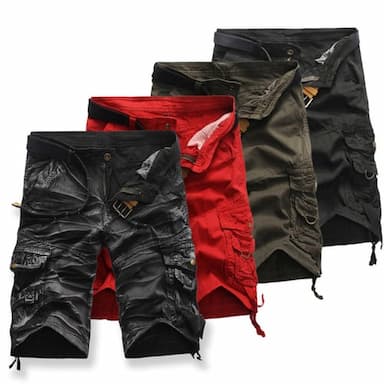 Men's Cargo Shorts Shorts Hiking Shorts Leg Drawstring 6 Pocket Plain Comfort Outdoor Daily Going out Fashion Streetwear Black Army Green