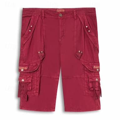 Men's Cargo Shorts Shorts Capri Pants Hiking Shorts Leg Drawstring 6 Pocket Plain Comfort Outdoor Daily Going out Fashion Streetwear Wine Army Green