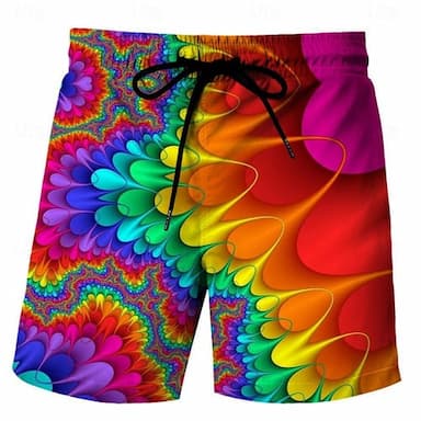 Men's Graphic Gradient Swimming Trunks Board Shorts Swim Shorts Mid Waist Fashion Hawaiian Boho Casual Daily Holiday Drawstring Elastic Waist 3D Print Designer Clothing Apparel