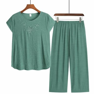 Women's Plus Size Loungewear Sets 2 Pieces Pure Color Fashion Casual Comfort Street Daily Date Modal Breathable V Wire Short Sleeve Pant Summer Spring Home Outfits