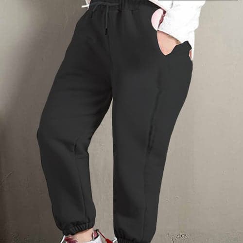 Women's Plus Size Fleece Pants Pants Trousers Sporty Casual Chino Full Length Natural Solid Color Drawstring Micro-elastic Casual Daily Holiday Light Green Gray Fall Winter Regular Fit