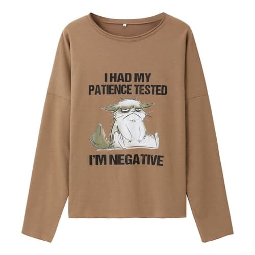 Women's Oversized Sweatshirt Pullover Cotton Blend Cat Sports Active Sports Streetwear I HAD MY PATIENCE TESTED Oversized Round Neck Long Sleeve Micro-elastic  Comfrt Breathable Soft Fabric