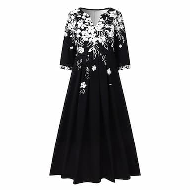 Women's Tunic Dress Floral Pocket V Neck Midi Dress Elegant Stylish Daily Half Sleeve Summer Spring