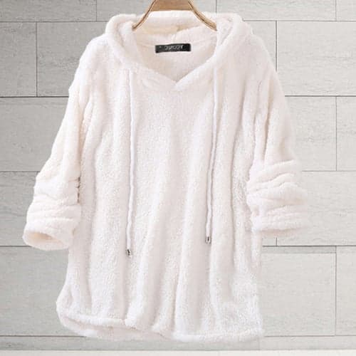 Women's Hoodie Sweatshirt Hoodie Sweatshirt Burgundy Hoodie Teddy Basic Casual Fleece Plain Daily Going out Weekend Hooded Drawstring Long Sleeve Black White Pink Wine Blue Fall Winter Fall