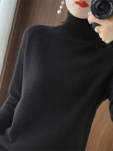 Women's Pullover Sweater Jumper Stylish Casual Soft Solid Color Ribbed Turtleneck Oversized Long Sleeve Regular Tops Knit Outdoor Valentine's Day Daily Black Green Fall Winter