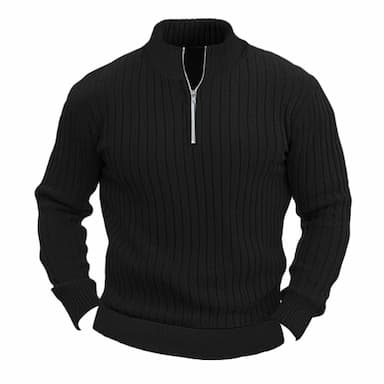 Men's Knitwear Pullover Ribbed Knit Regular Basic Plain Quarter Zip Keep Warm Modern Contemporary Daily Wear Going out Clothing Apparel Fall Winter Black White M L XL