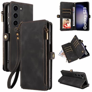 Phone Case For Samsung Galaxy S24 S24 S23 S22 S21 Ultra Plus Note 20 Ultra 10 Plus S10 S9 Plus Wallet Case with Stand Holder Zipper Card Slot PU Leather