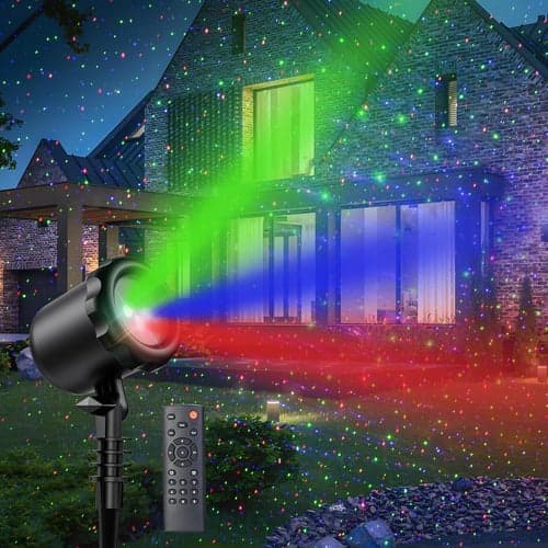 Laser Christmas Projector Lights Outdoor, 3 Color 50 Feet Projection Holiday Projector Light with Remote Control Firefly Lights Star Shower Lazer Lights Christmas Decorations Outdoor for Party Garden