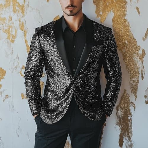 Men's Blazer Jacket Tuxedo Fashion Casual Solid Colored Blazer Black Gold Tailored Fit Single Breasted One-button