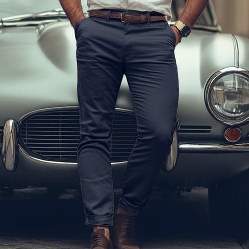 Men's Trousers Chinos Chino Pants Casual Pants Buttons Front Pocket Plain Comfort Soft Business Daily Going out Fashion Streetwear Light Khaki Black Micro-elastic