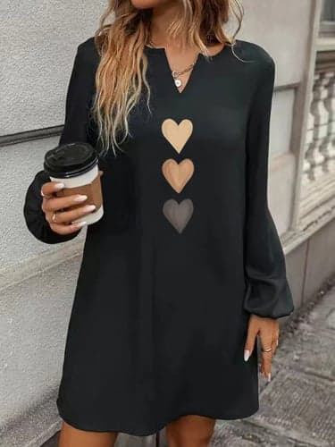 Women's Normal Elegant Dress Elegant Stylish Graphic Midi Dress Long Sleeve V Neck Patchwork Regular Fit Vacation Daily Black Spring Fall