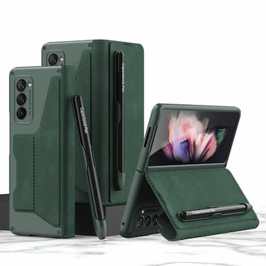 Phone Case For Samsung Galaxy Z Fold 6 Z Fold 5 Z Fold 4 Z Fold 3 Full Body Case Pencil Holder Dustproof Kickstand Solid Colored Armor PU Leather