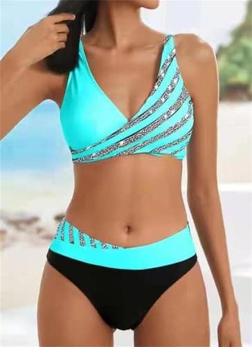 Women's Normal Swimwear Bikini 2 Piece Cheeky Swimsuit Backless 2 Piece Push Up Sexy Printing Vacation Stylish Ombre Leaf V Wire Sleeveless Bathing Suits