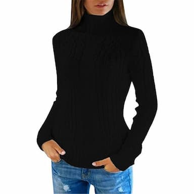 Women's Pullover Sweater Jumper Stylish Casual Soft Solid Color Cable Turtleneck Knitted Long Sleeve Cropped Knit Outdoor Daily Holiday Black White Fall Winter