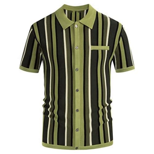 Men's Knit Polo Sweater Polo Shirt Casual Daily Turndown Button Short Sleeve Fashion Chunky Striped Button Front Summer Spring Fall Regular Fit Wine Blue Green Knit Polo Sweater