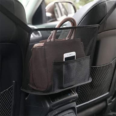Car Net Pocket Handbag Holder, Durable Car Seat Storage and Handbag Holding Net, Thickened Polyester Fiber Hanging Storage Bag Between Car Seats for Carrier bag, Documents, Phone and More
