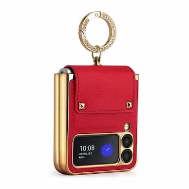 Phone Case For Samsung Galaxy Z Flip 6 Z Flip 5 Z Flip 4 Z Flip 3 Back Cover Fashion Ring Holder Shockproof Solid Colored PU Leather